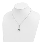 Sterling Silver Rhodium-plated 9-10mm Black Teardrop Tahitian Saltwater Pearl and CZ 17 inch Necklace and Post Dangle Earrings Set