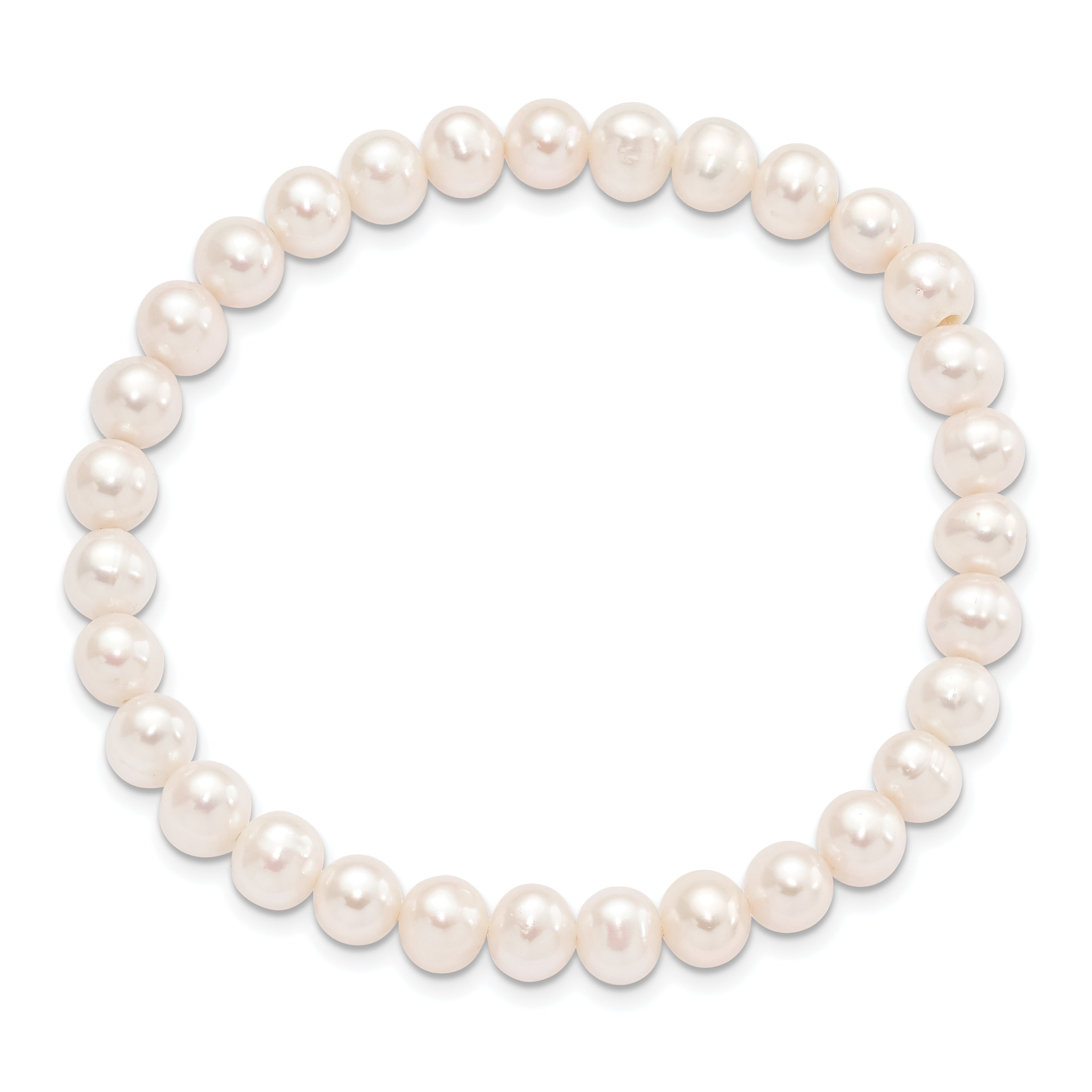 6-7mm White Semi-round Freshwater Cultured Pearl Stretch Bracelet Secondary image