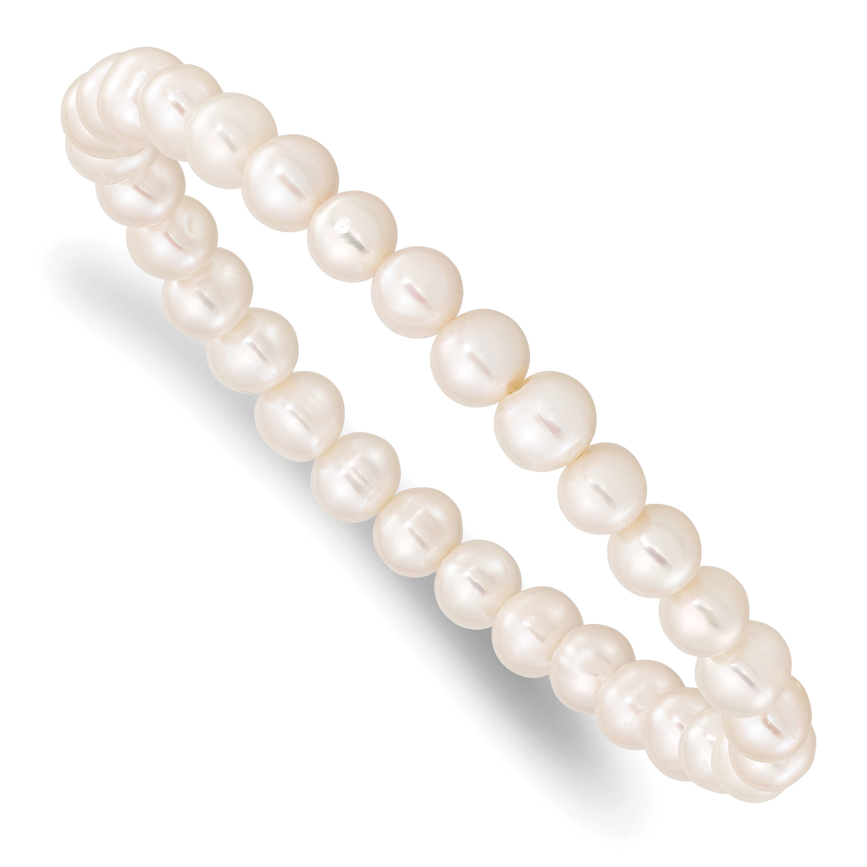 6-7mm White Semi-round Freshwater Cultured Pearl Stretch Bracelet Main image