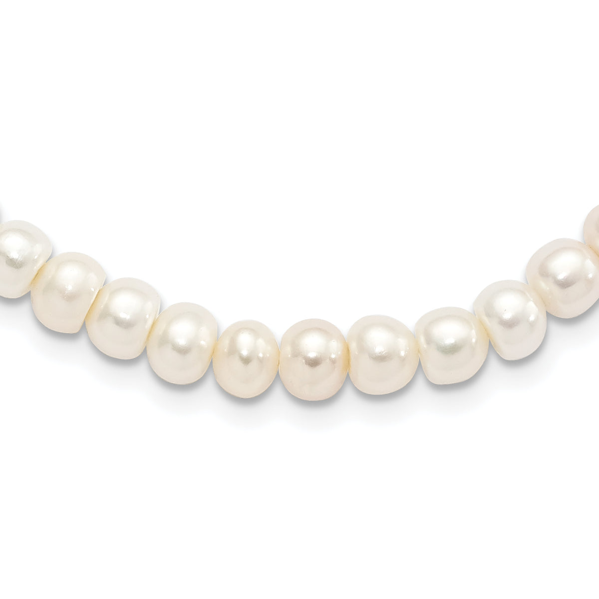 Sterling Silver Rhodium-Rhodium-Plated 7-8mm White Near-Round Freshwater Cultured Pearl 18 inch Necklace