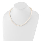 Sterling Silver Rhodium-plated 7-8mm White Near-Round Freshwater Cultured Pearl 18 inch Necklace, Stretch Bracelet and Button Post Earrings Set