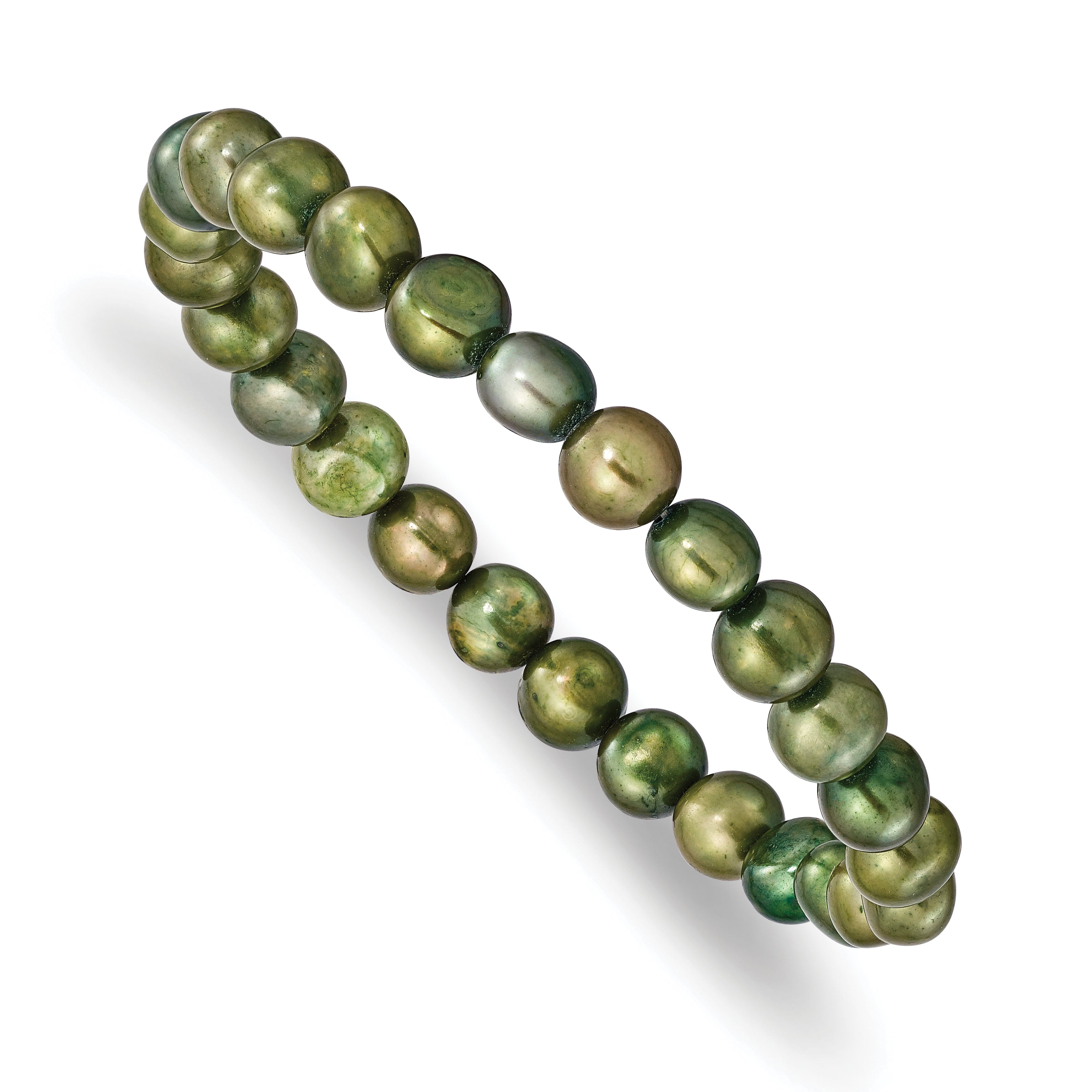 6-7mm Green Semi-round Freshwater Cultured Pearl Stretch Bracelet Main image