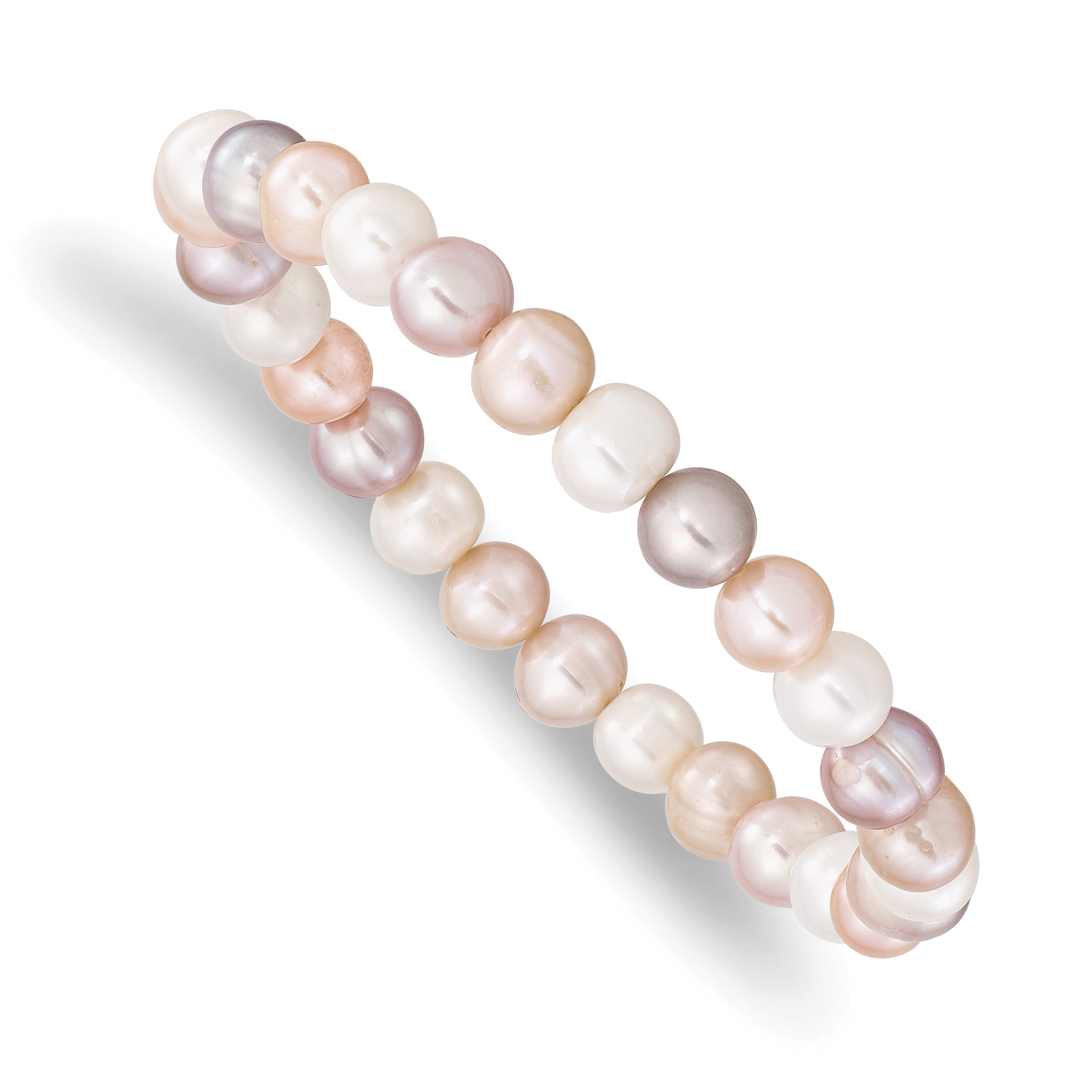 6-7mm White, Pink and Purple Semi-Round Freshwater Cultured Pearl Stretch Bracelet Main image