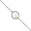 Sterling Silver Rhodium-Rhodium-Plated 6-7mm White Button Freshwater Cultured Pearl and CZ 6.5 inch  with 1.25 inch Extension Bracelet
