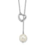 Sterling Silver Rhodium-Rhodium-Plated 10-11mm White Round Imitation Shell Pearl Heart 18 inch Necklace