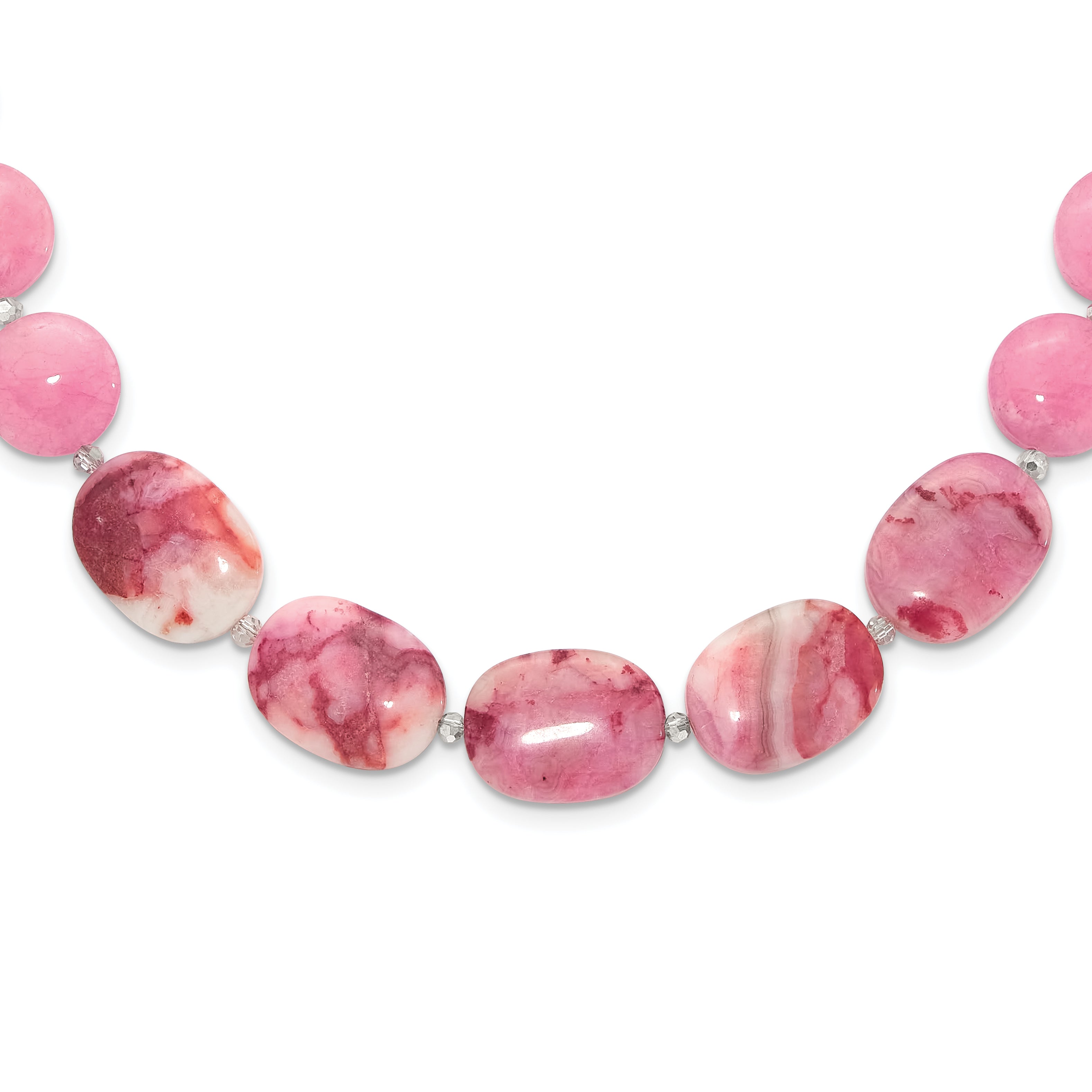 Sterling Silver Pink Agate, Pink/Jade/Rose Quartz/Crystal Necklace Main image