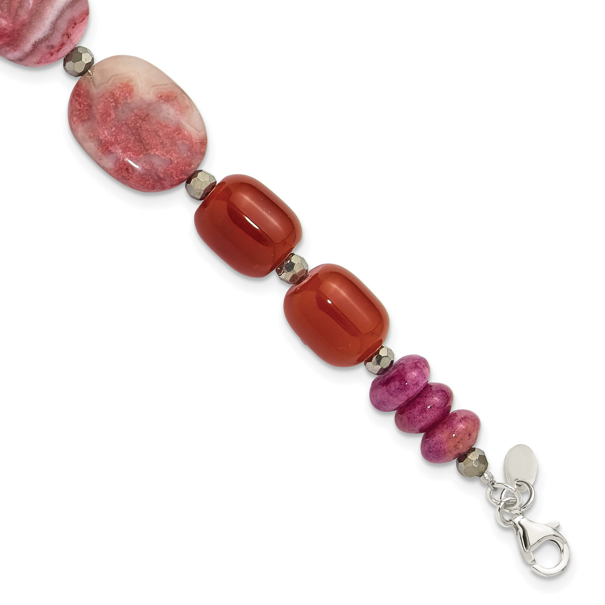 Sterling Silver Multi Stone 8in  w/1in ext Bracelet