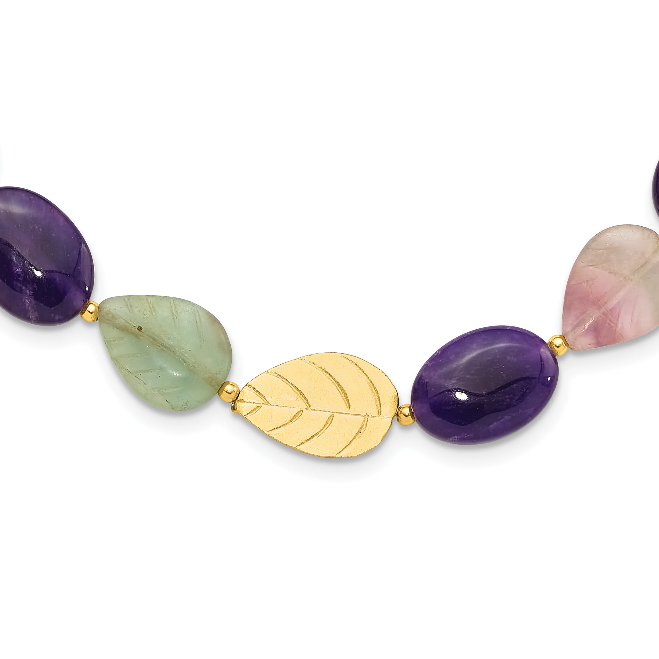 Sterling Silver Gold-plated Amethyst/Fluorite/Jade 2in ext. Necklace Main image
