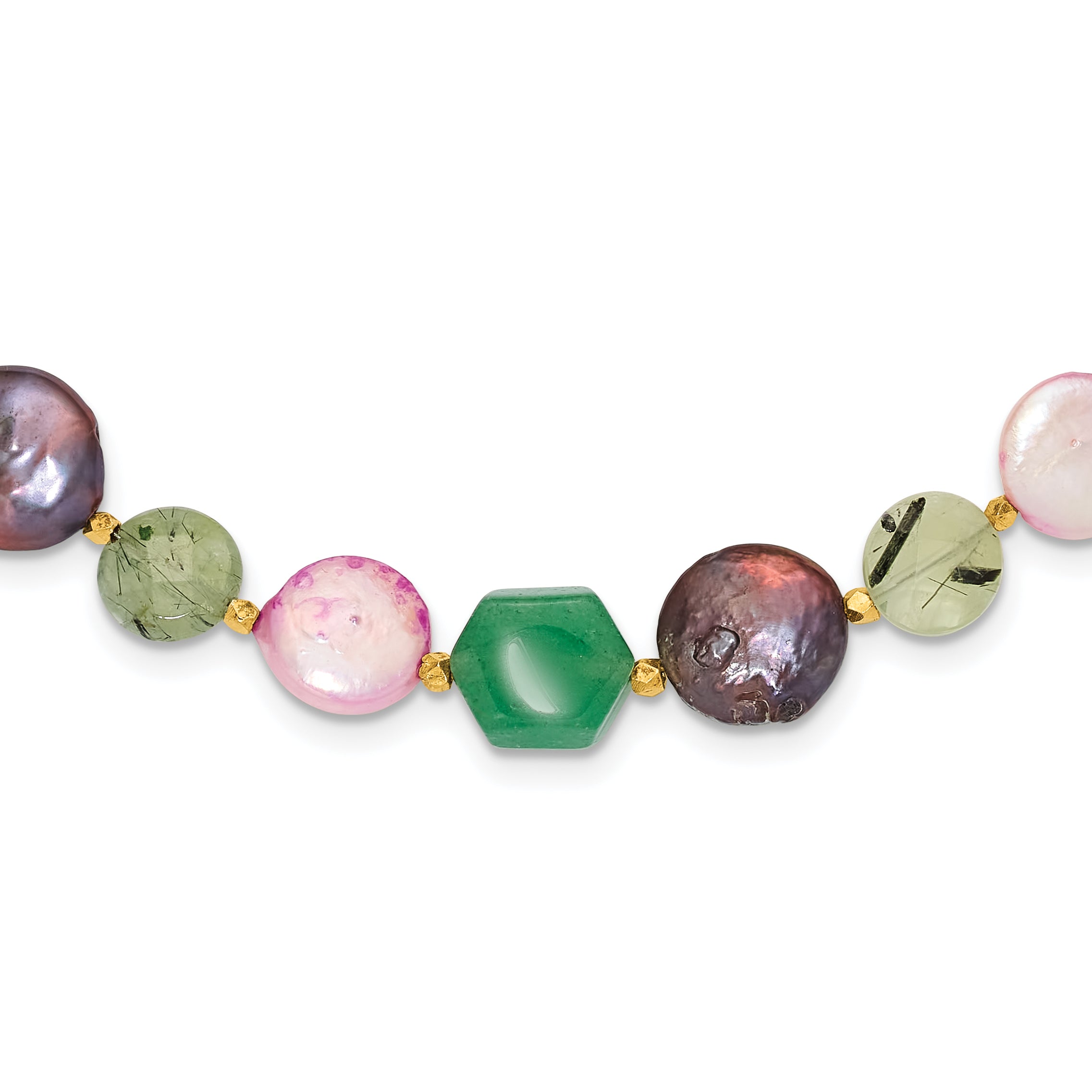 Sterling Silver Gold-plated FWC Pearl/Multi Stone With 2 Inch Extention Necklace Main image