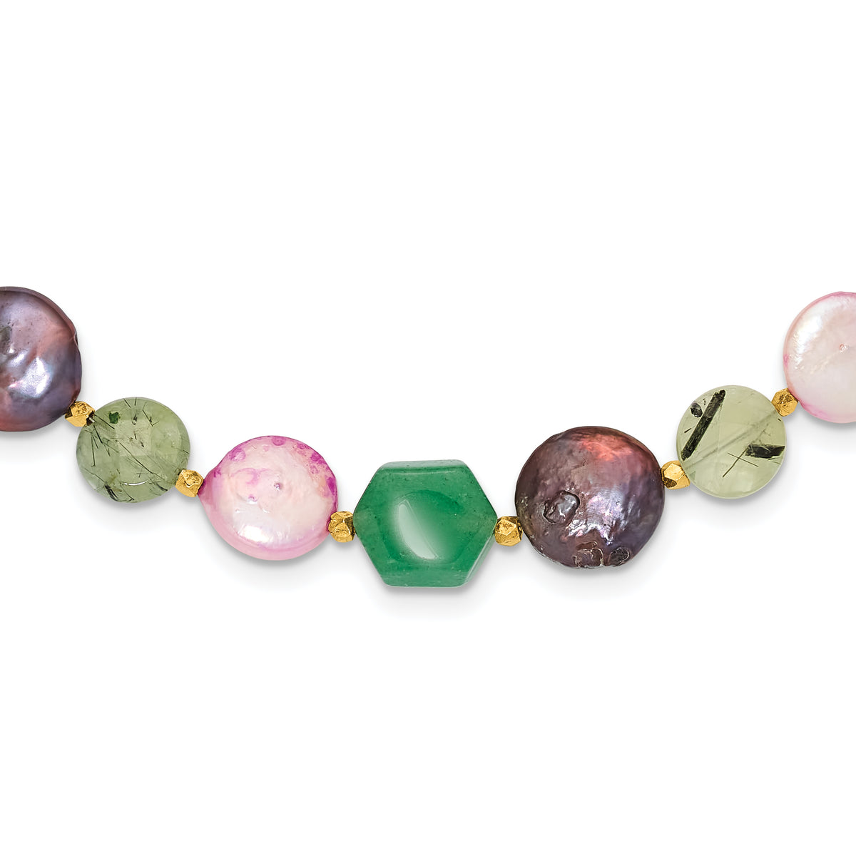 Sterling Silver Gold-plated FWC Pearl/Multi Stone With 2 Inch Extention Necklace