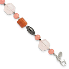 Sterling Silver Hematite/Multi Stone 7.5in w/1in ext Bracelet