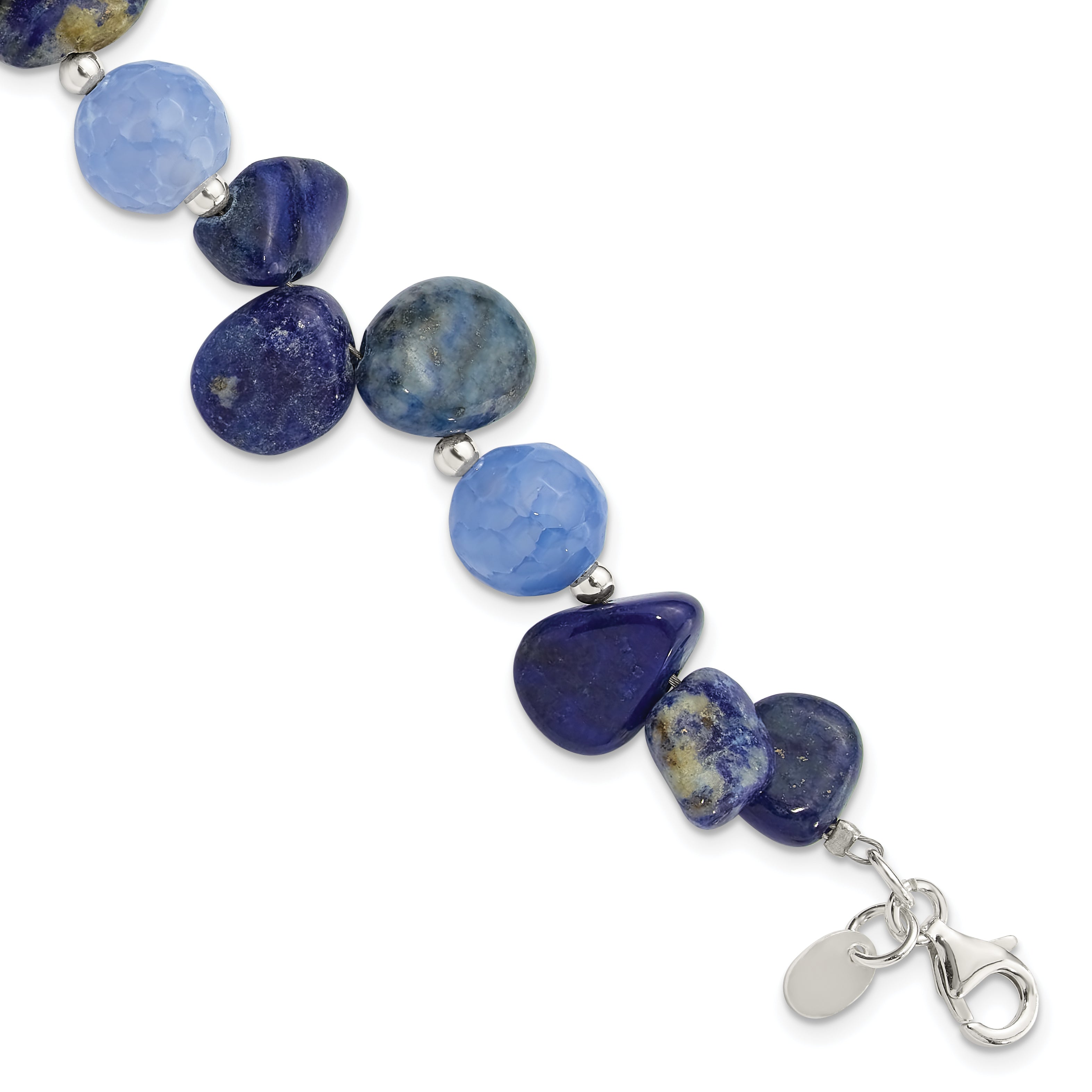 Sterling Silver Agate w/Shell, Lapis and Sodalite w/1in ext Bracelet Main image