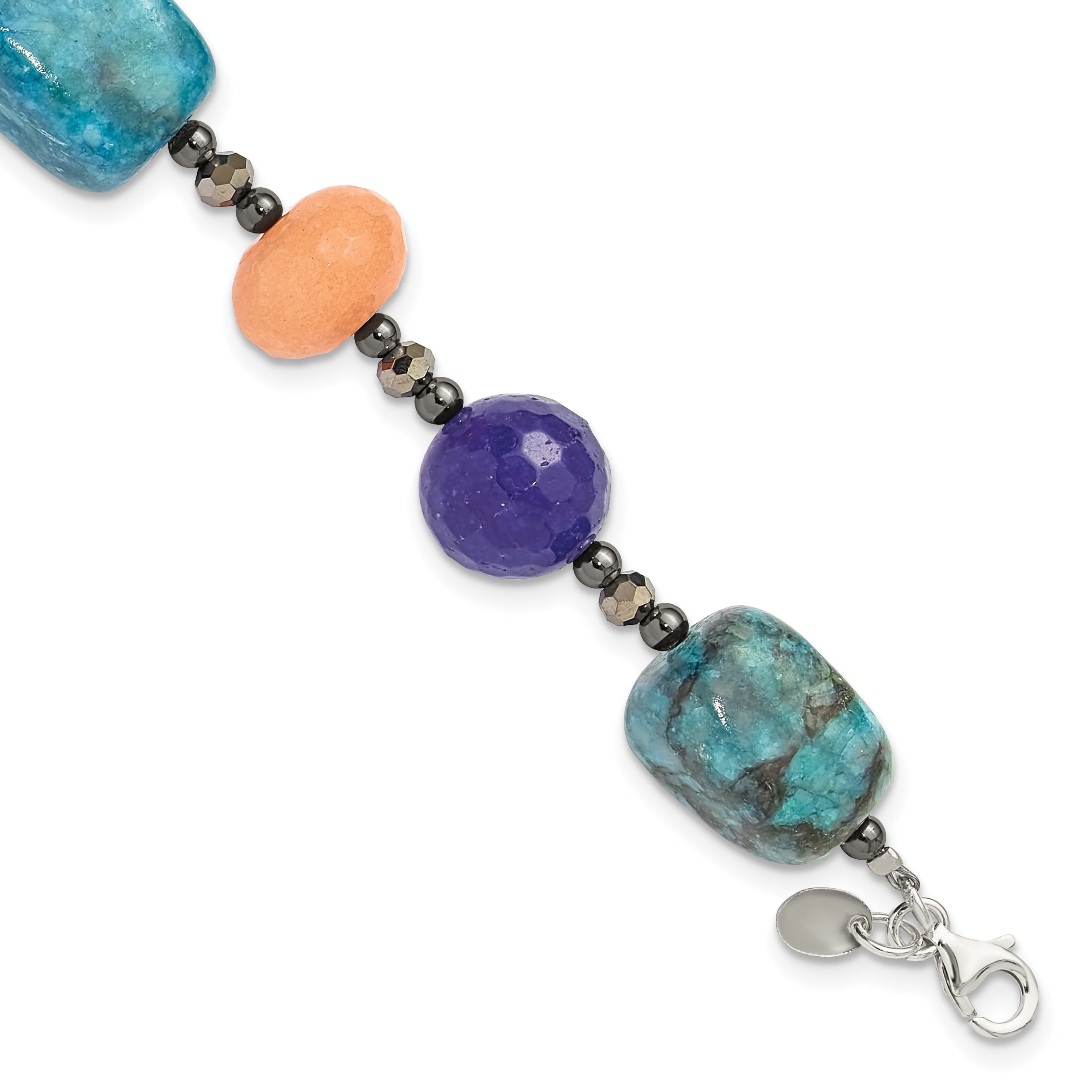 Sterling Silver Hematite,Agate,Jasper,Quartz,Crystal 1in ext Bracelet Main image