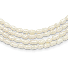 Sterling Silver FWC Pearl 4-Strand 17.5in With 2 Inch Extention Necklace