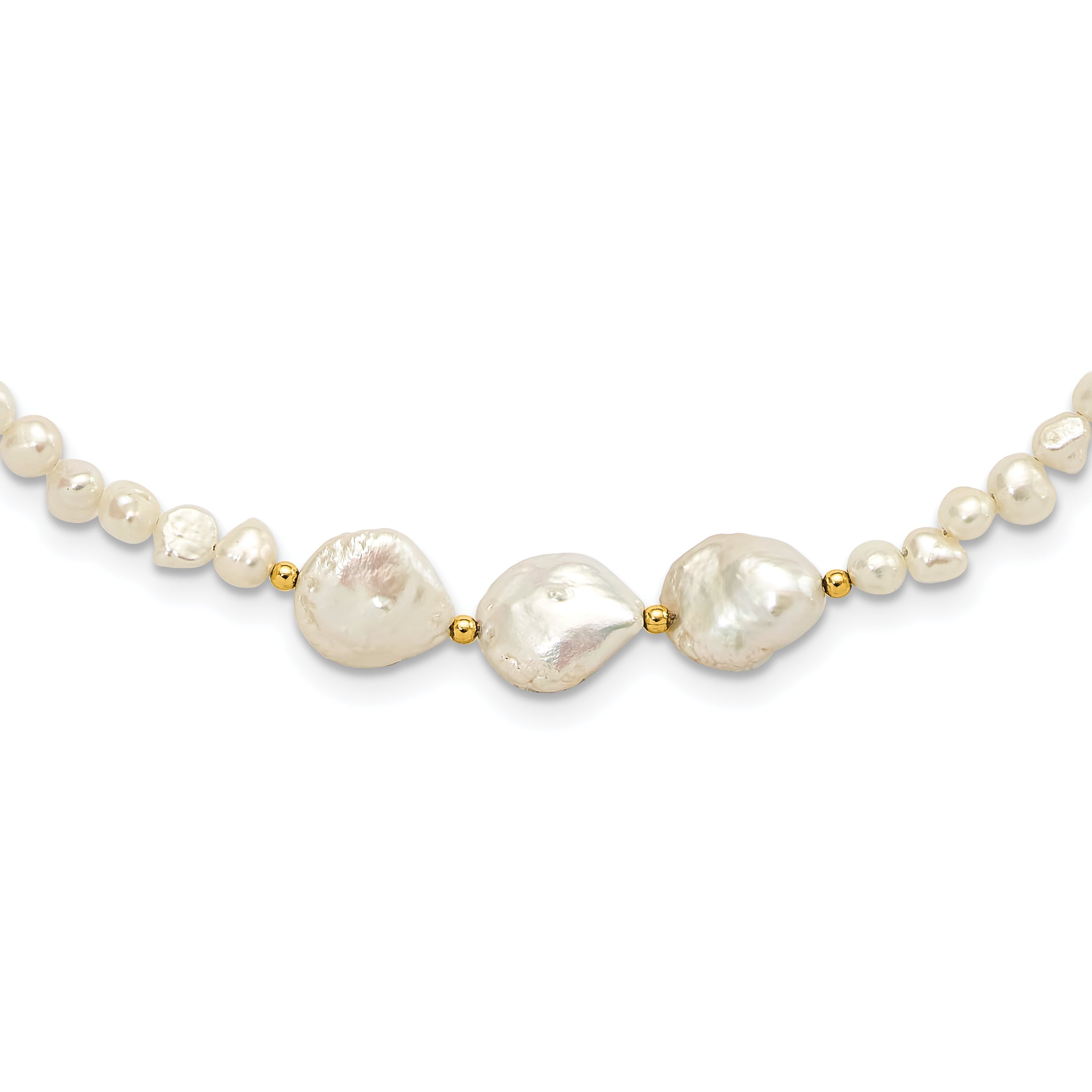 Sterling Silver Gold-plated Flat Round FWC Pearl 35in Necklace Main image
