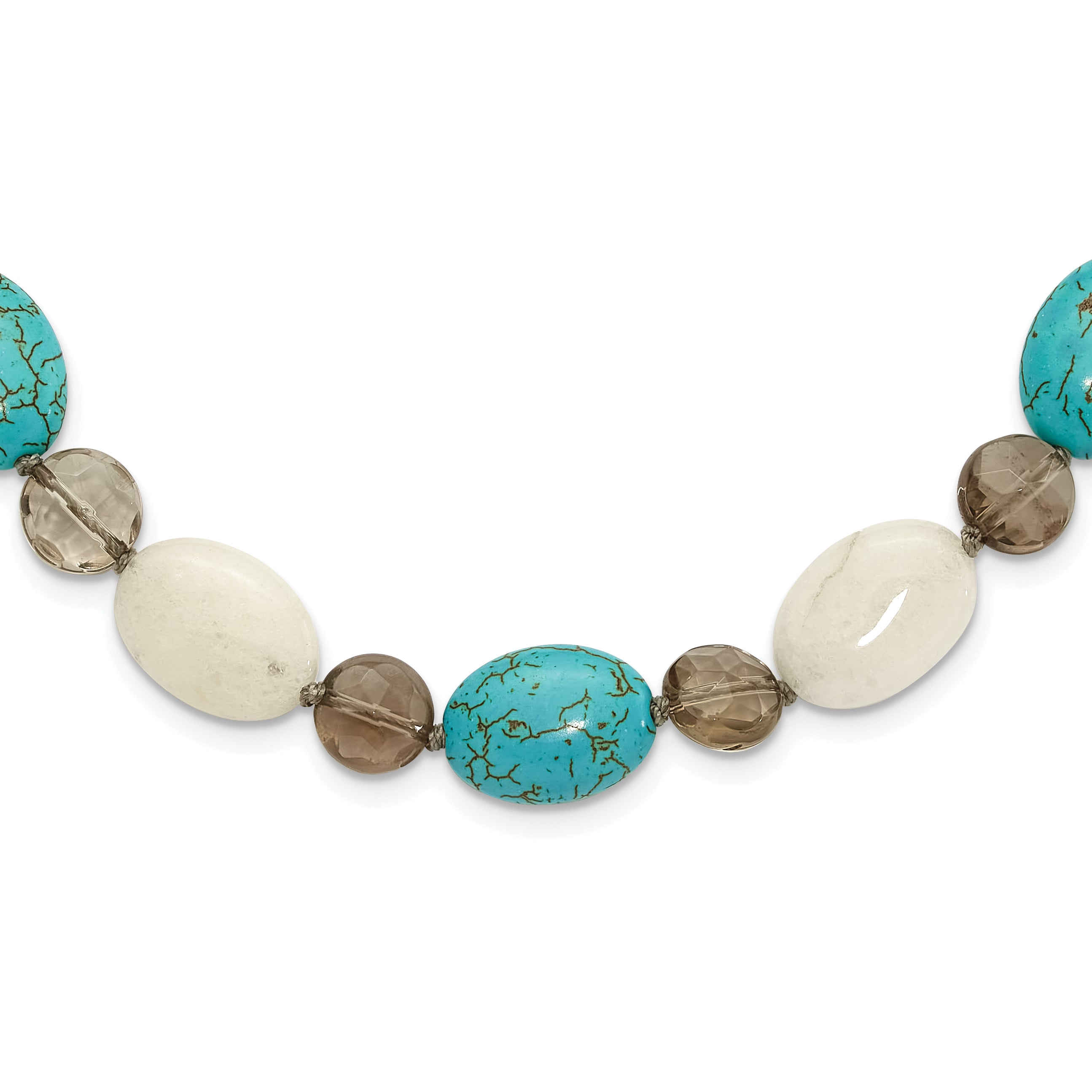 Sterling Silver FWC Pearl, Jade, Recon Magnesite, Quartz Necklace Main image