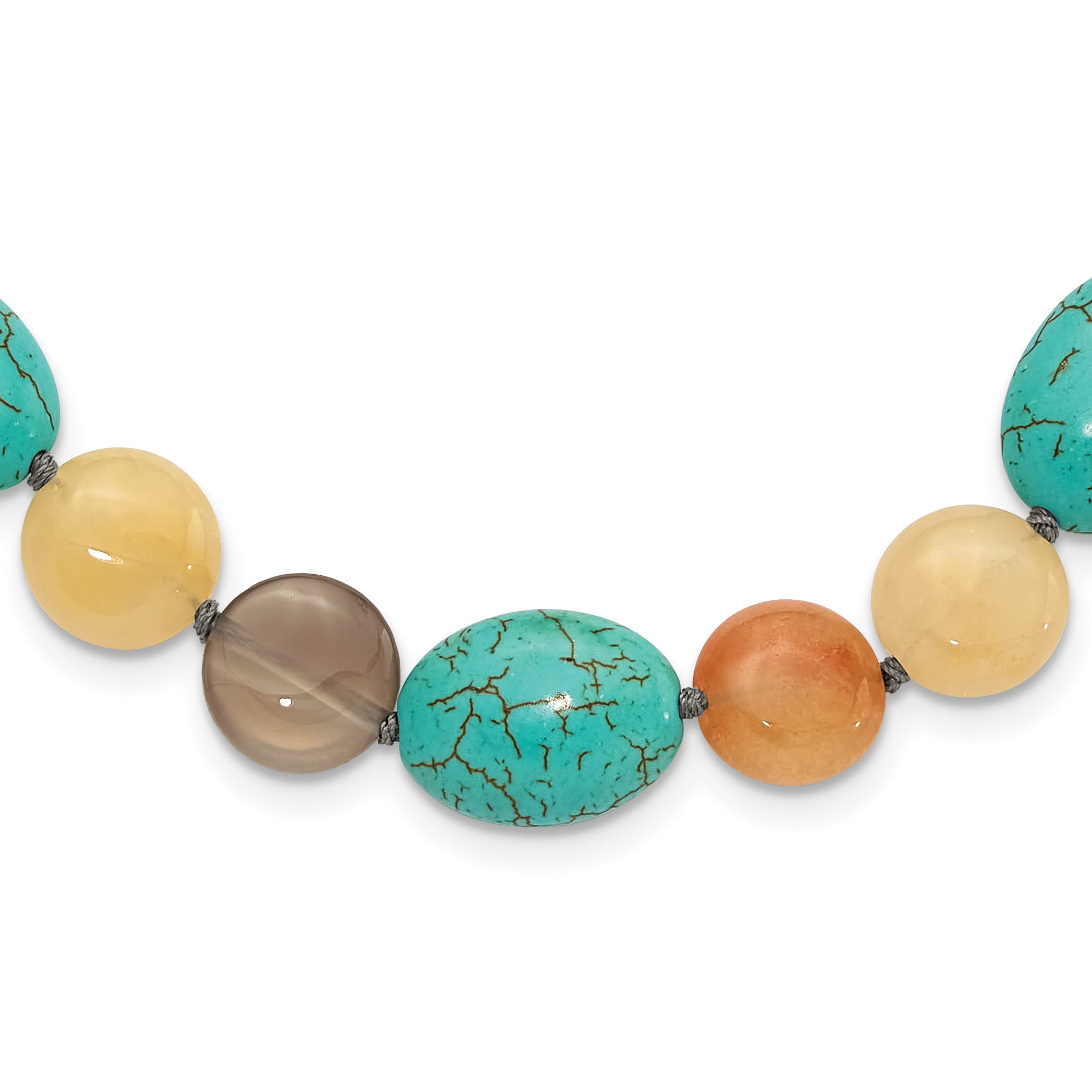 Sterling Silver FWC Pearl, Jade, Recon Magnesite, Sardonyx Necklace Main image