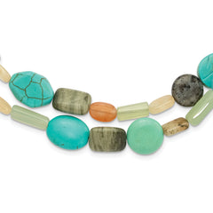 Sterling Silver Multi Stone 2-Strand 20.5in With 2 Inch Extention Necklace