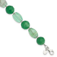 Sterling Silver Aventurine and Fluorite 7.25in w/1in ext Bracelet