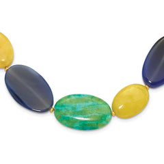 Sterling Silver Gold-plated Multi Stone 18.25in With 2 Inch Extention Necklace