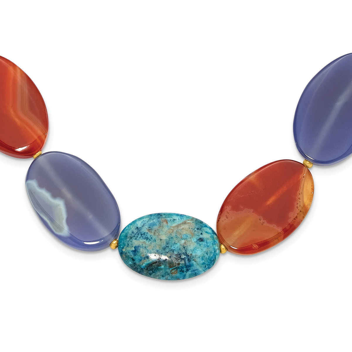 Sterling Silver Gold-plated Agate/Jade/Sardonyx With 2 Inch Extention Necklace