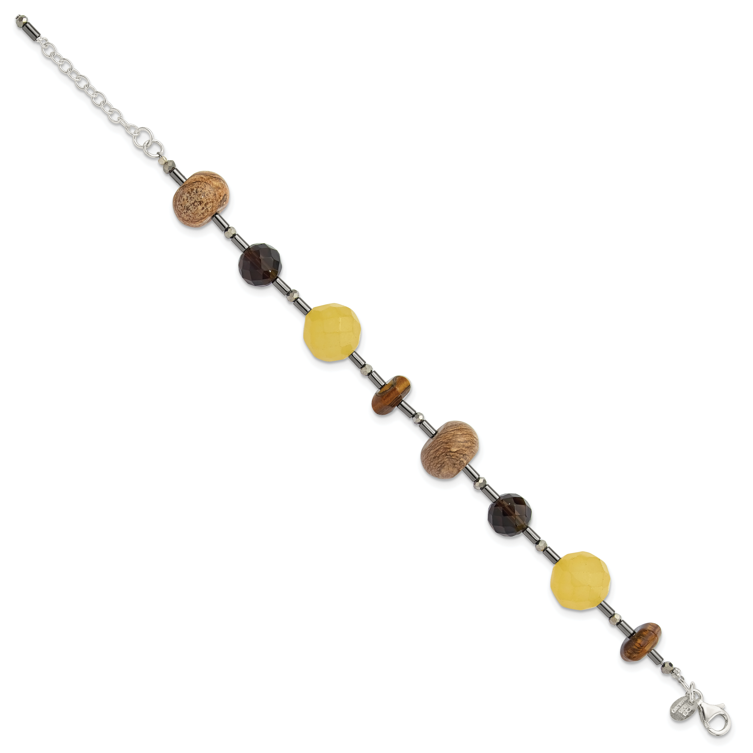 Sterling Silver Multi Stone 7.5in w/1in ext Bracelet Secondary image