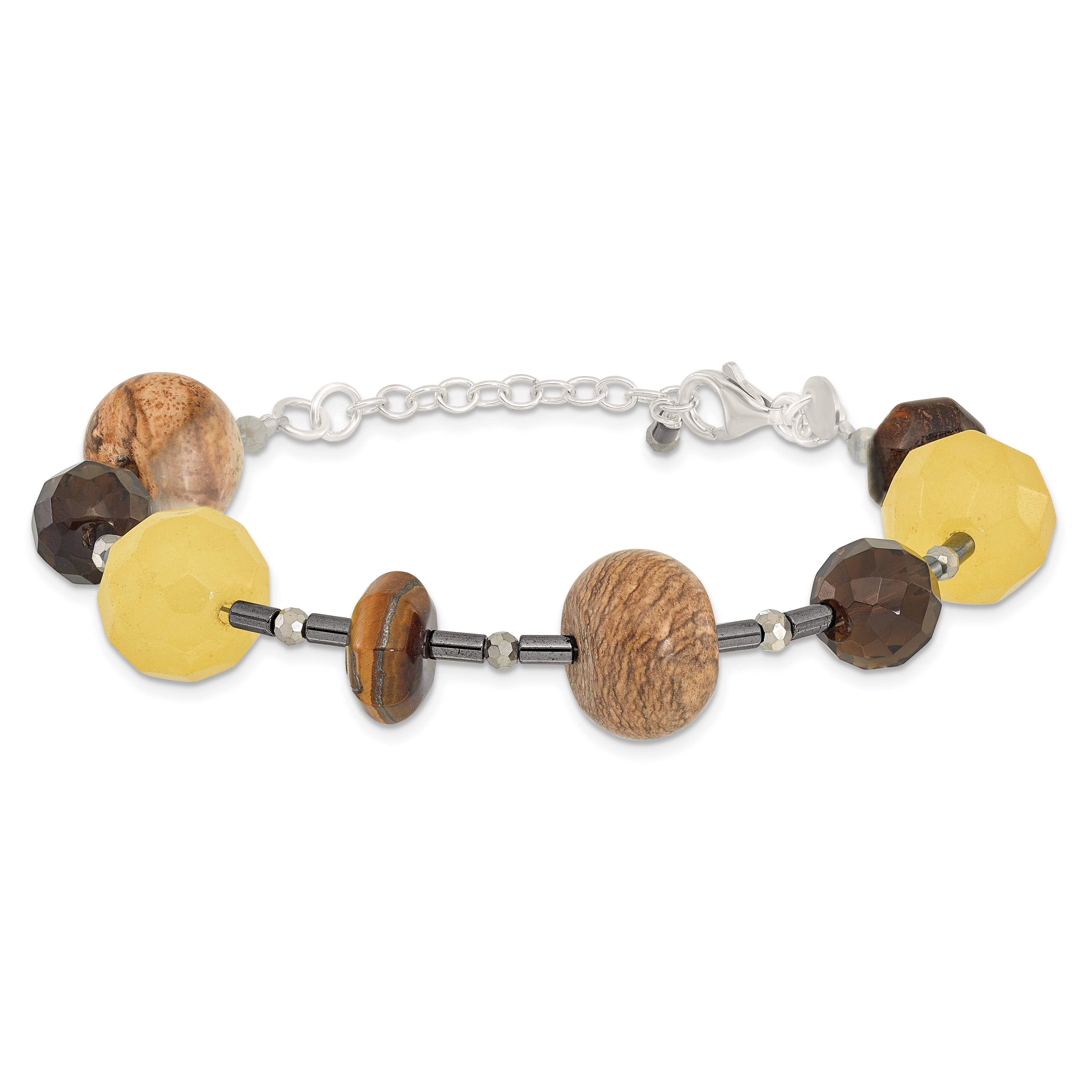 Sterling Silver Multi Stone 7.5in w/1in ext Bracelet