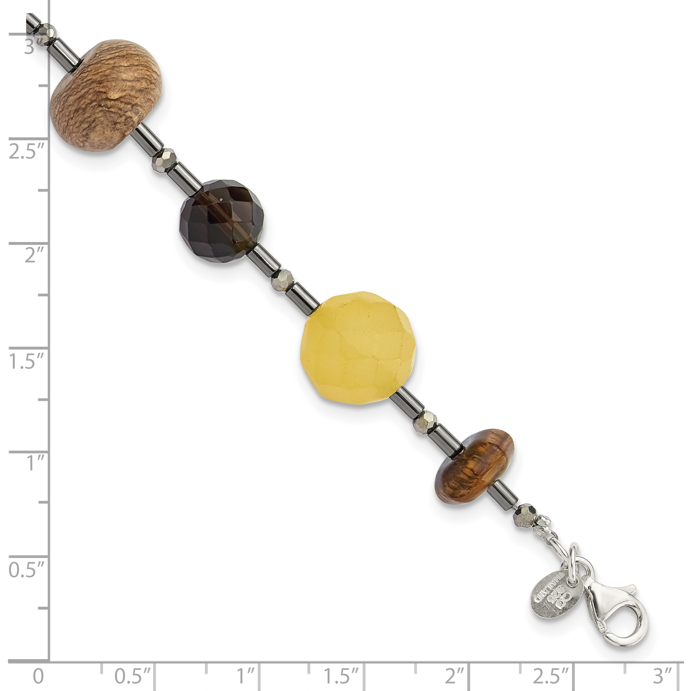 Sterling Silver Multi Stone 7.5in w/1in ext Bracelet