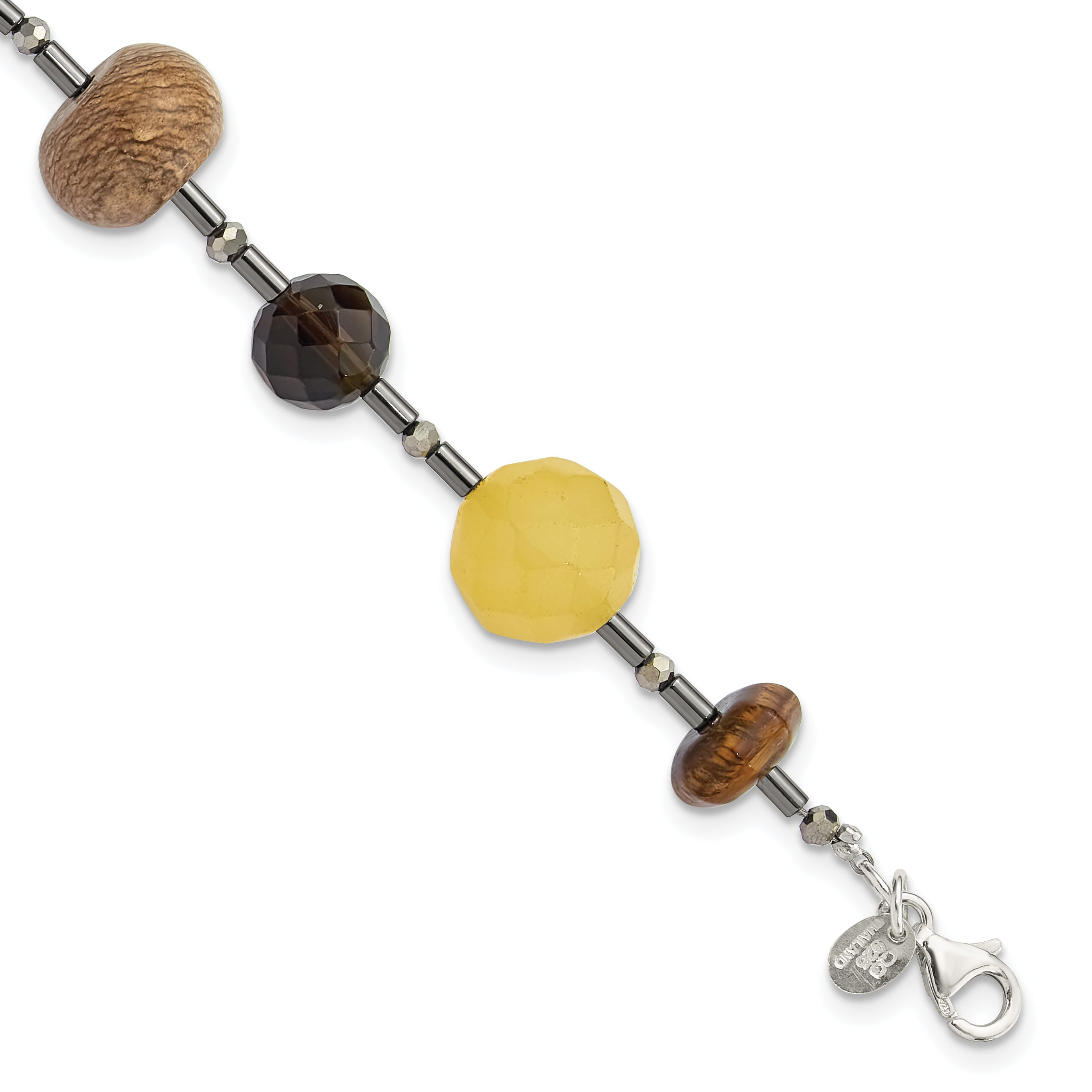 Sterling Silver Multi Stone 7.5in w/1in ext Bracelet