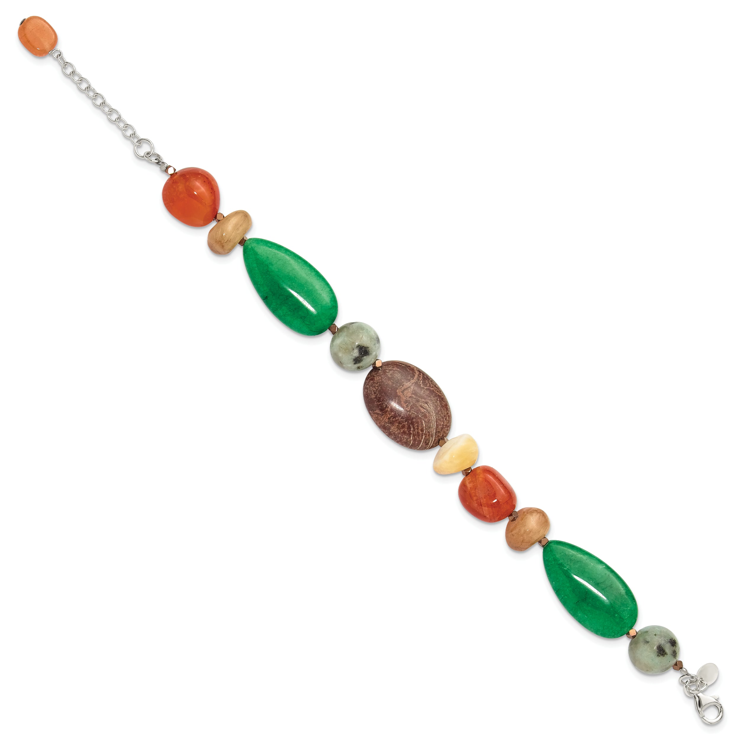 Sterling Silver Multi Stone Metallic Yarn 1in ext Bracelet