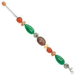 Sterling Silver Multi Stone Metallic Yarn 1in ext Bracelet