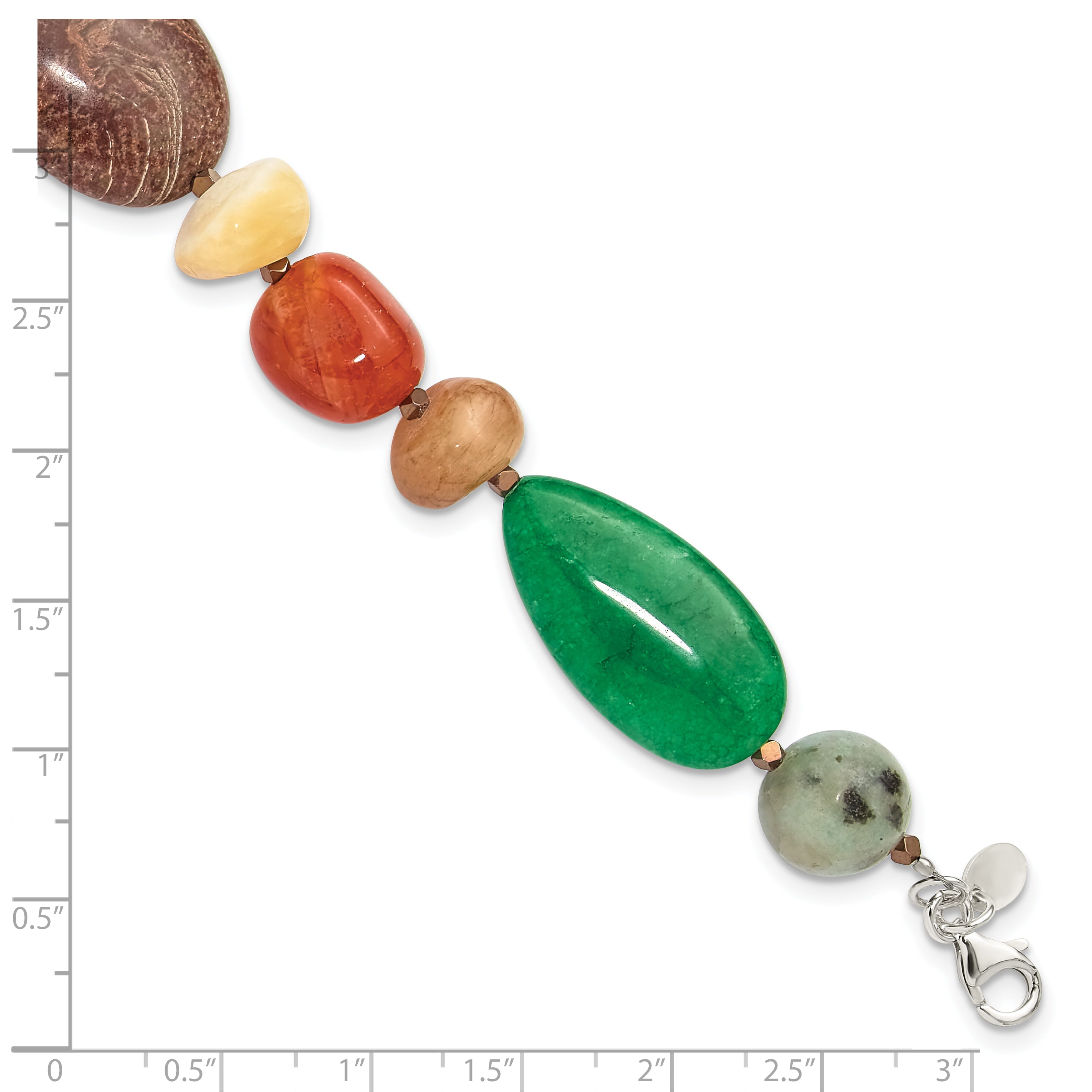 Sterling Silver Multi Stone Metallic Yarn 1in ext Bracelet