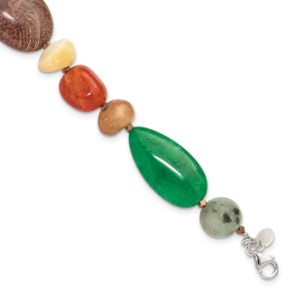 Sterling Silver Multi Stone Metallic Yarn 1in ext Bracelet