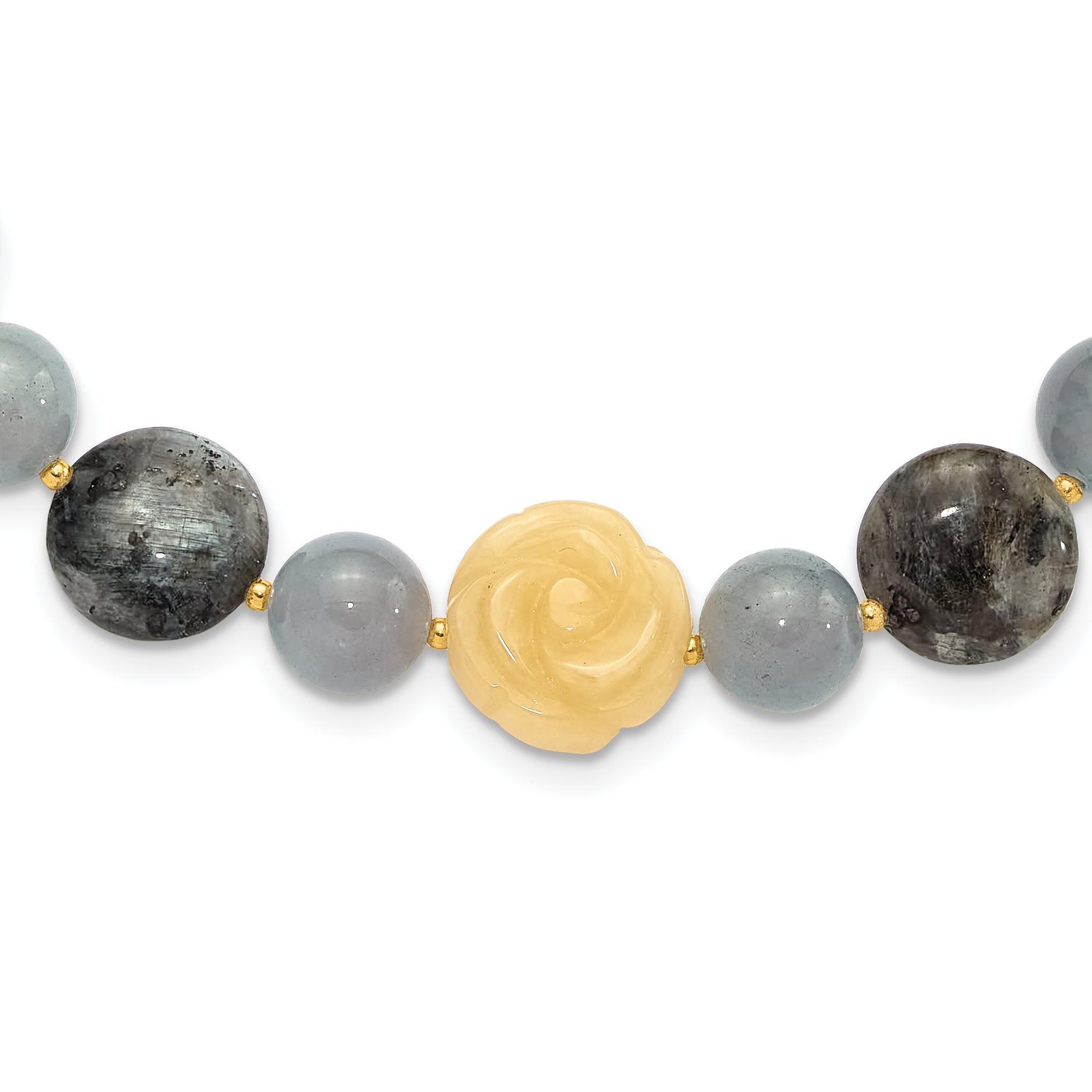 Sterling Silver Gold-plated Agate/Labradorite/Jade 2in ext. Necklace Main image