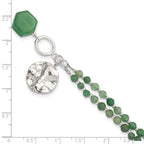 Sterling Silver Aventurine Beaded 8.25in Bracelet