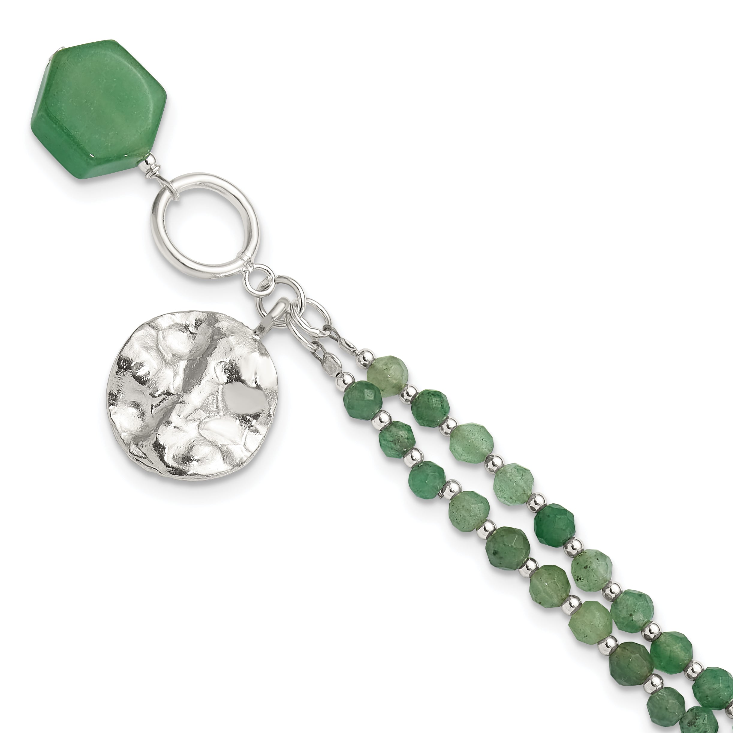 Sterling Silver Aventurine Beaded 8.25in Bracelet Main image