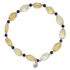 Sterling Silver Blue Agate and Citrine Stretch Bracelet