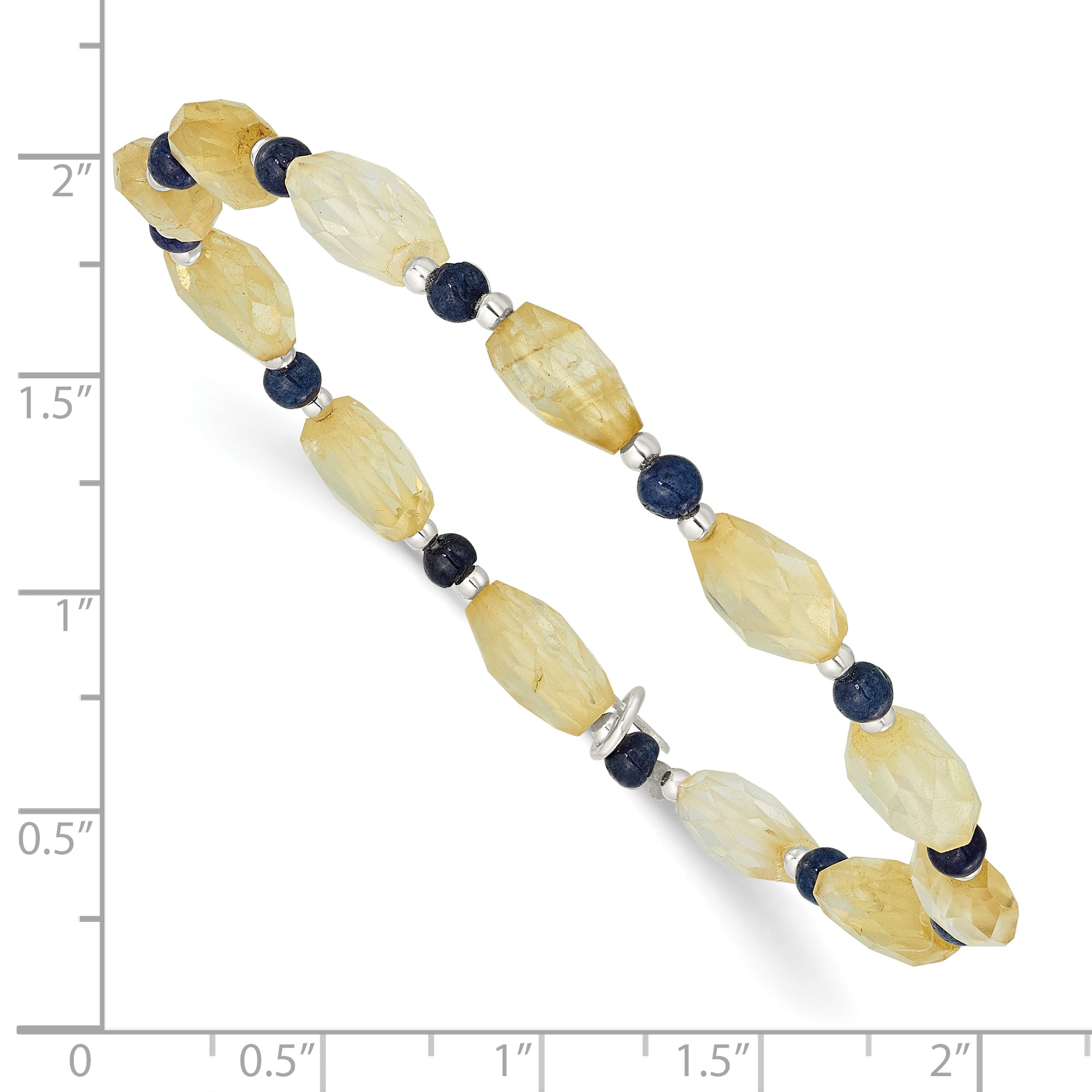 Sterling Silver Blue Agate and Citrine Stretch Bracelet
