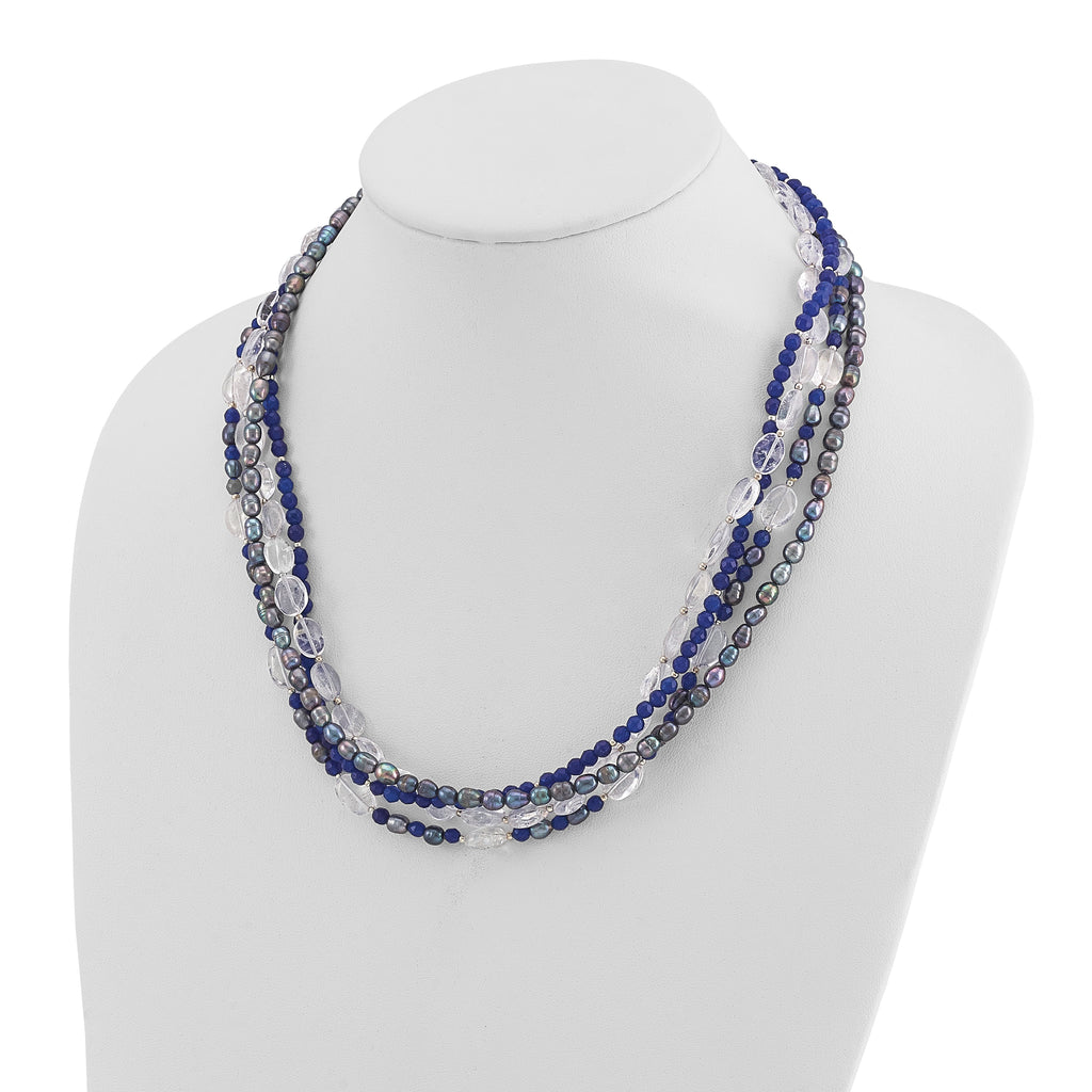 Sterling Silver FWC Pearl/Quartz Adjustable 17in or 40in Necklace