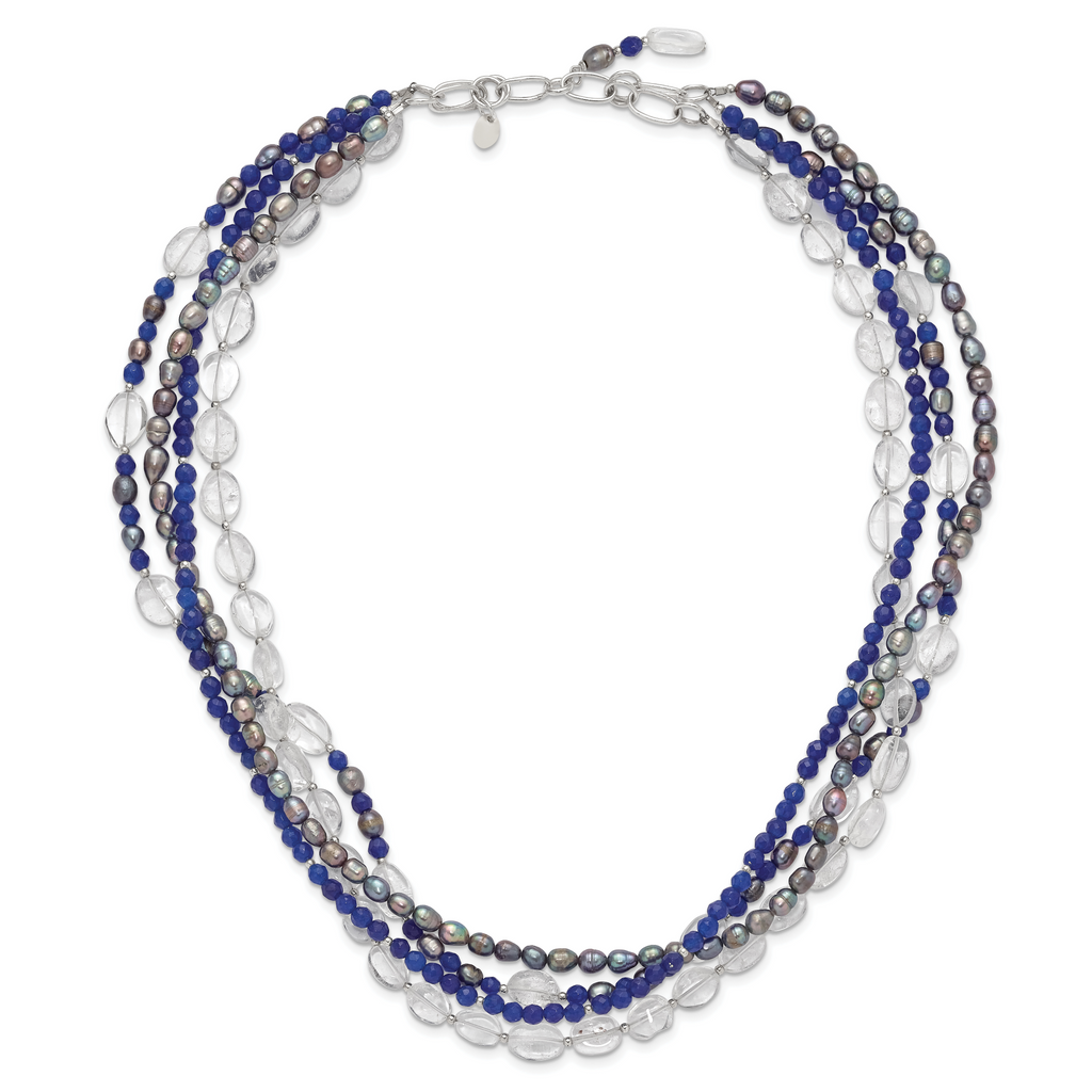 Sterling Silver FWC Pearl/Quartz Adjustable 17in or 40in Necklace
