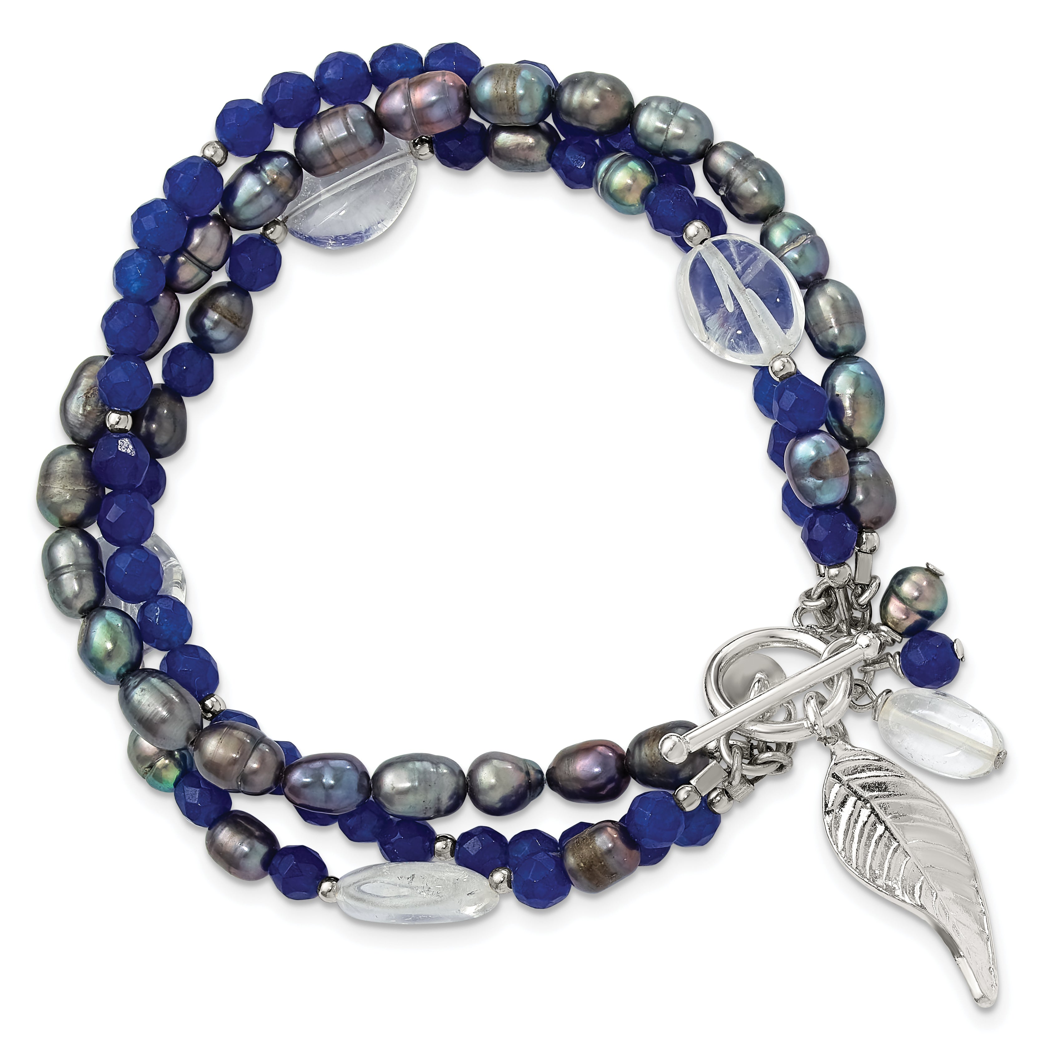 Sterling Silver Grey FWC Pearl and Quartz 7.25in Bracelet