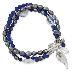 Sterling Silver Grey FWC Pearl and Quartz 7.25in Bracelet