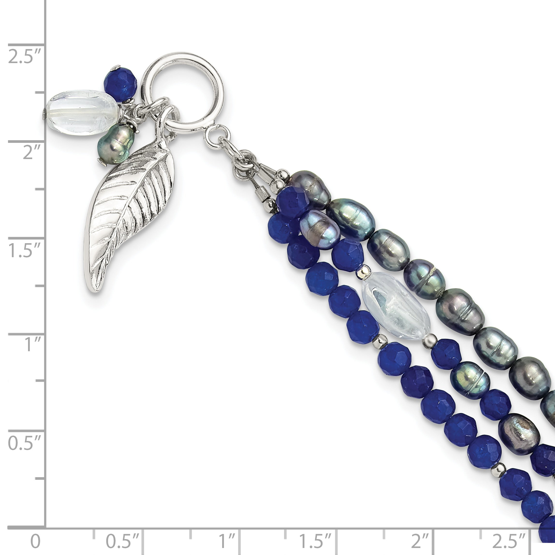 Sterling Silver Grey FWC Pearl and Quartz 7.25in Bracelet