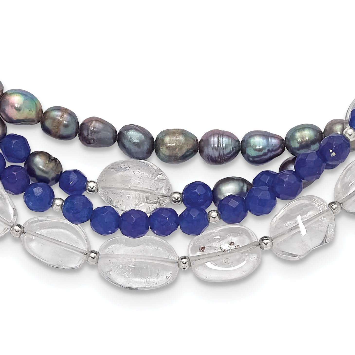 Sterling Silver FWC Pearl/Quartz Adjustable 17in or 40in Necklace