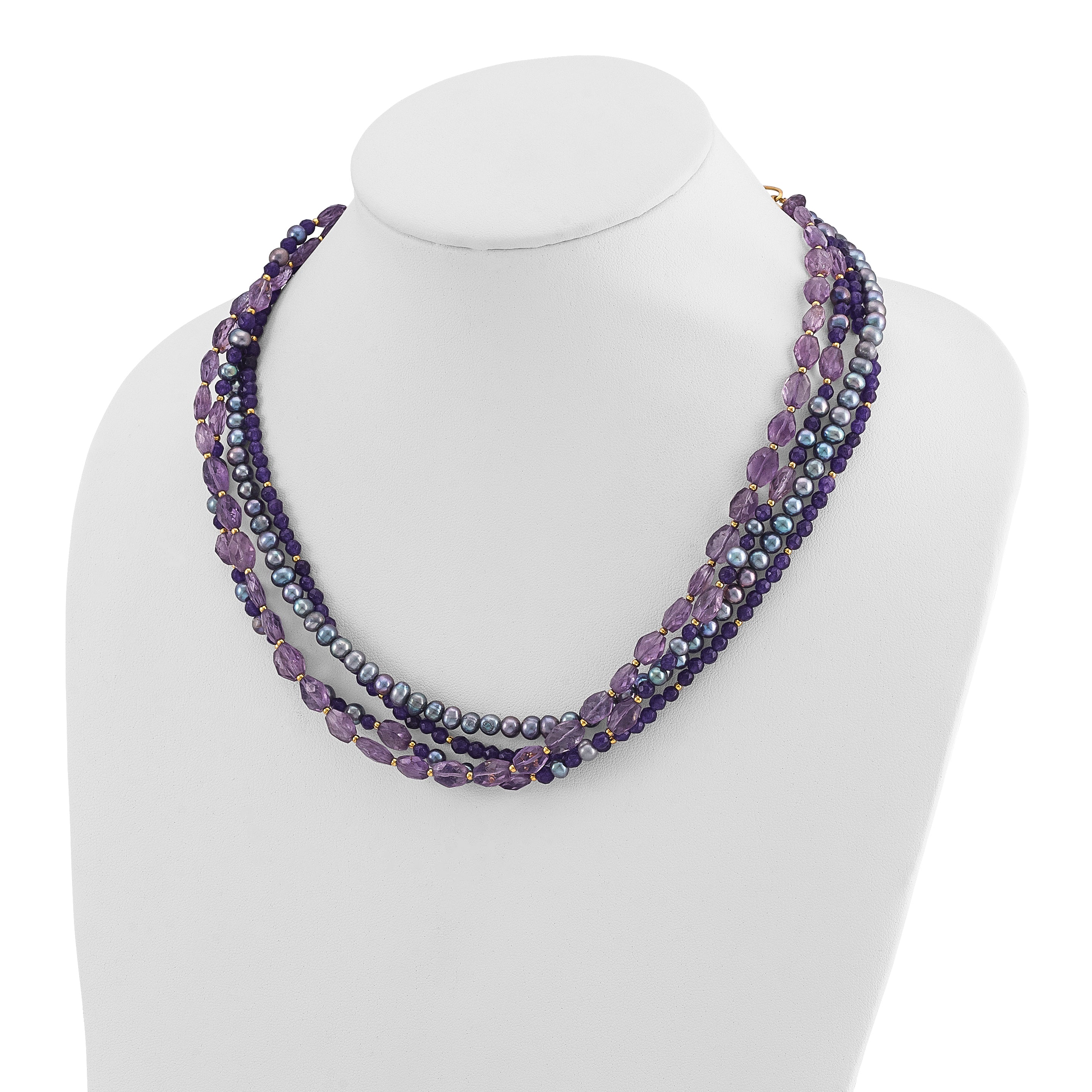 Sterling Silver Gold-plated Multi Stone Adj. 17in or 40in Necklace