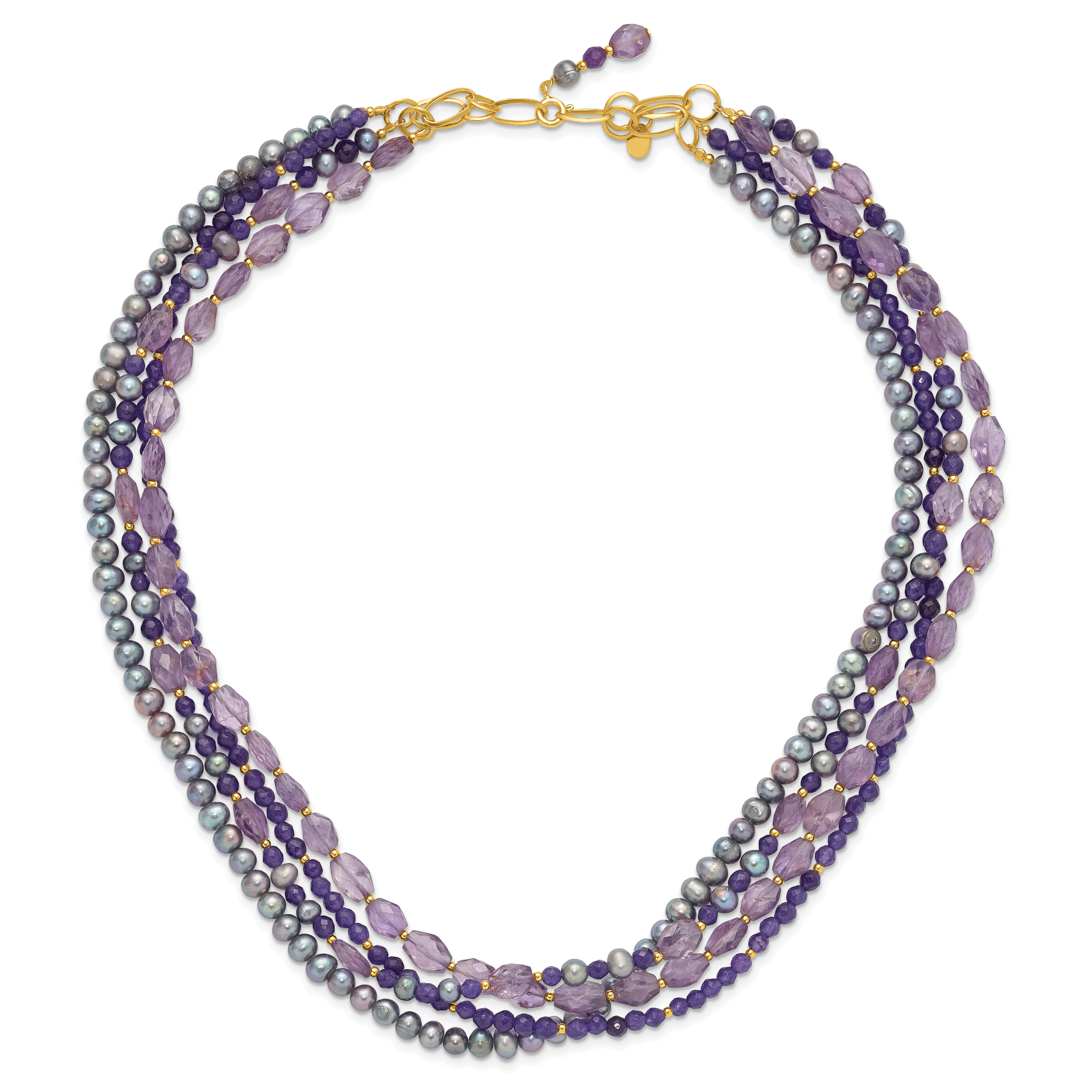 Sterling Silver Gold-plated Multi Stone Adj. 17in or 40in Necklace
