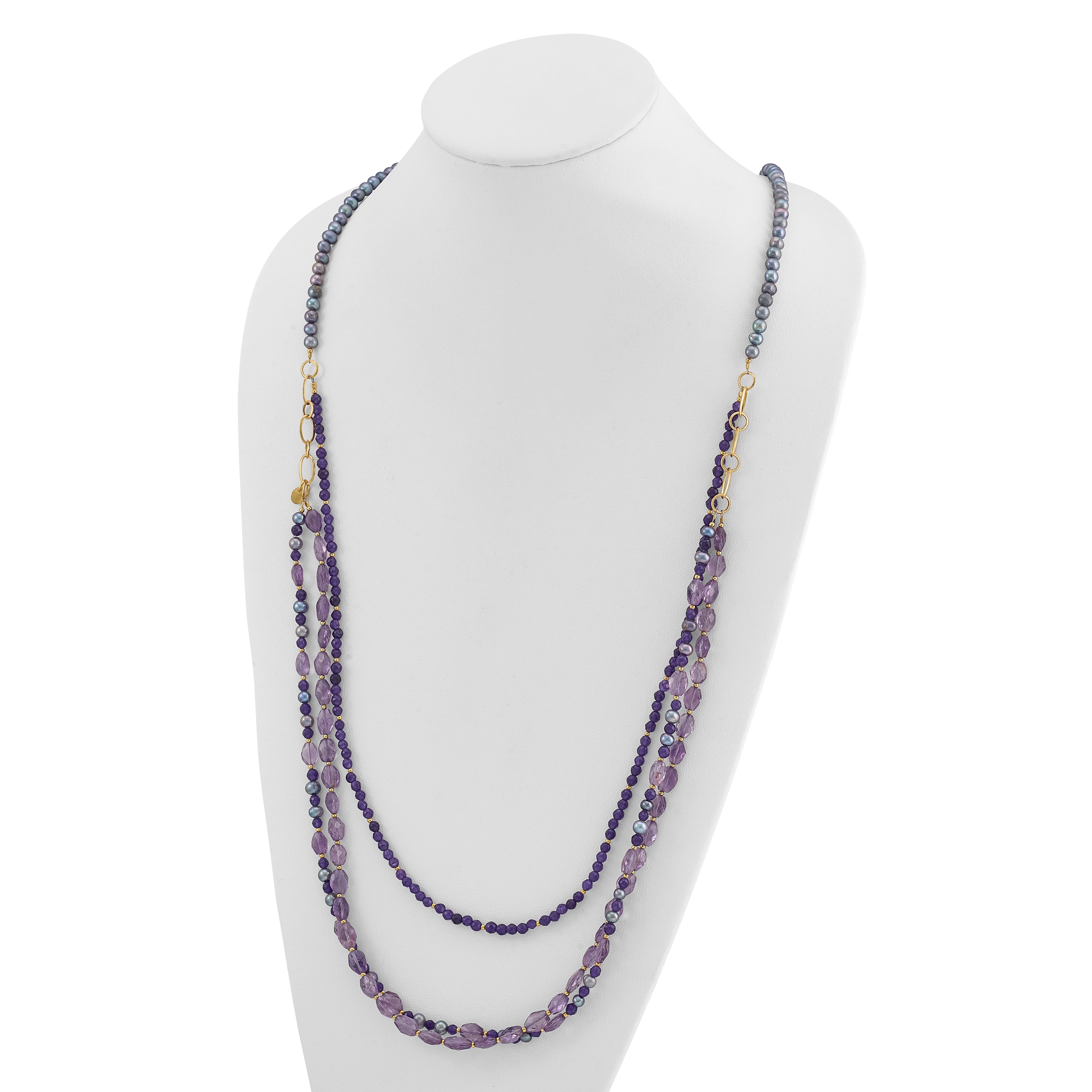 Sterling Silver Gold-plated Multi Stone Adj. 17in or 40in Necklace