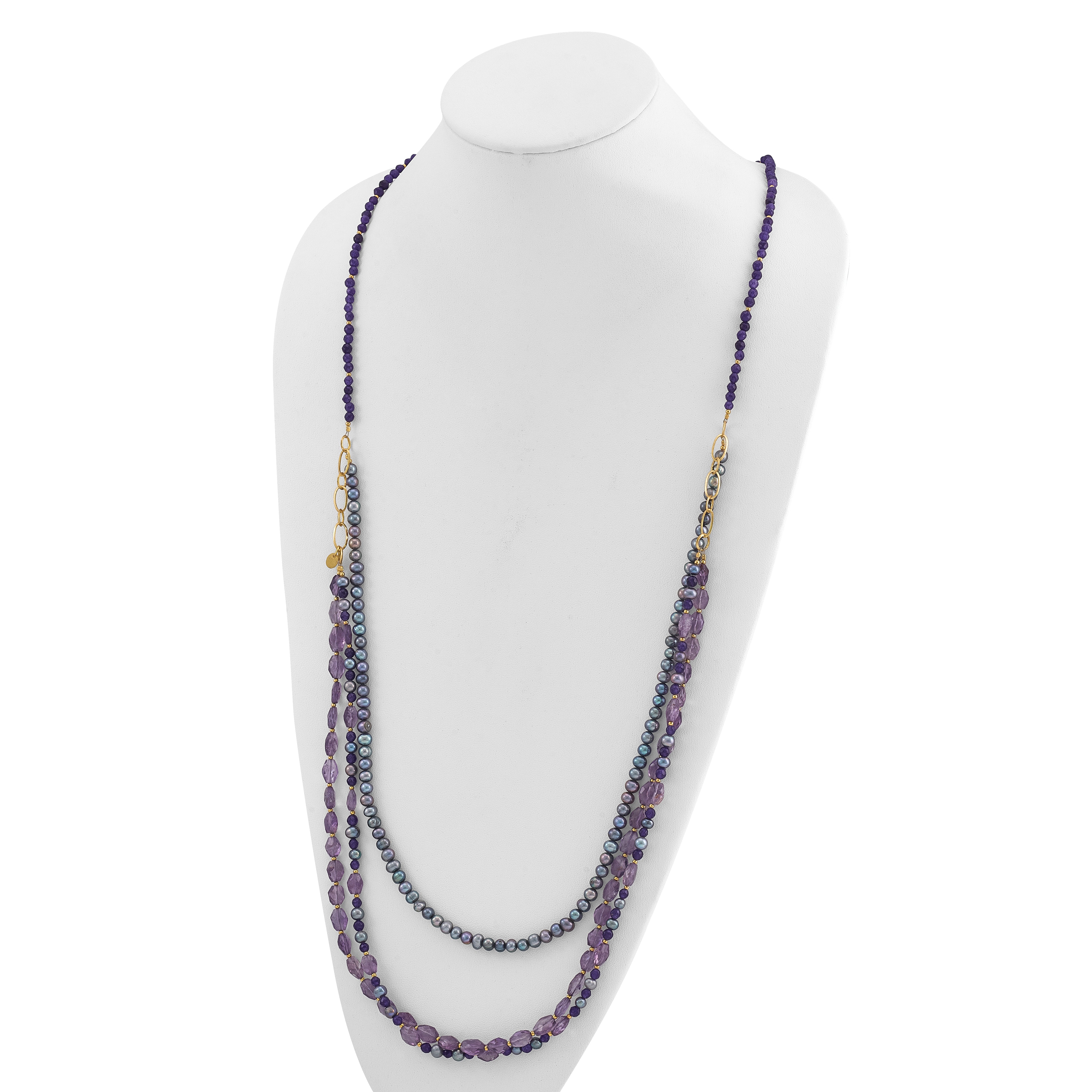 Sterling Silver Gold-plated Multi Stone Adj. 17in or 40in Necklace