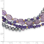 Sterling Silver Gold-plated Multi Stone Adj. 17in or 40in Necklace
