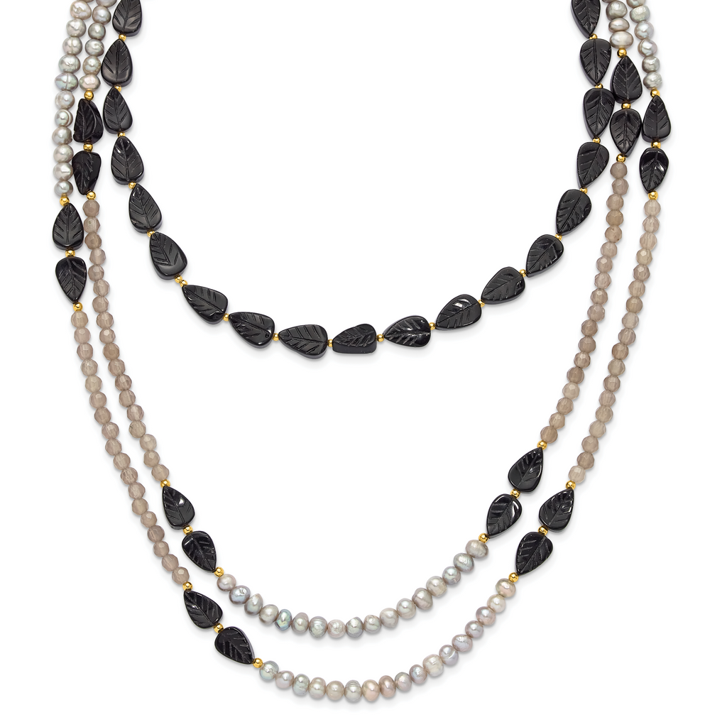 Sterling Silver Gold-plated Multi Stone Adj. 17in or 40in Necklace